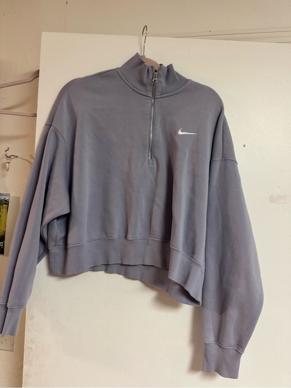 Nike Women's Lavender Quarter-Zip Cropped Sweatshirt